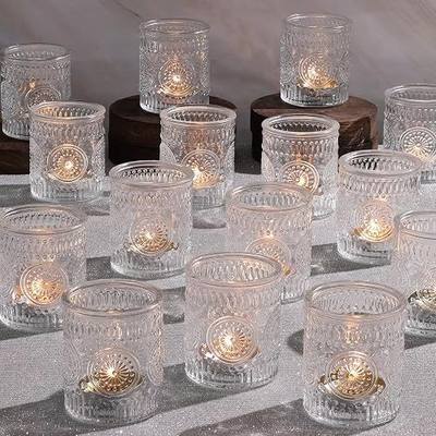 30 Pcs Clear Votive Candle Holders for Wedding, Glass Tea Lights Holder, | Ideal for wedding centerpieces. Fits standard tea lights, small votive candles for versatile decorating.