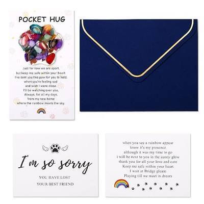 LAIDANLA Colorful Mini Paw Crystals Loss of Pet Sympathy Gift with Memorial Card Envelope Remembrance Gift for Dog Cat,Pocket Hug Pet Lover Stress Relief Toy