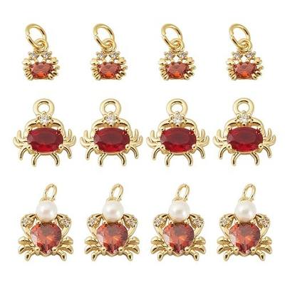 FASHEWELRY Brass 18K Gold Plated Charms Cubic Zirconia Gold Plated Charms for Jewelry Making, Heart Cross Animal Permant Jewelry Pendants with Jump Rings for Bracelet Necklace Earring Keychains