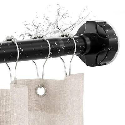 Shower Curtain Rod Tension No Drill Adjustable 30-43 Inch, Black | One-Piece Single Telescopic Rod No Splicing, 1" Diameter Anti-Rust Tool-Free for Bathroom Window Closet Room Divider Kitchen