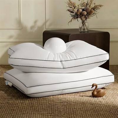 Luxury Goose Feather Down Pillow - 3-Chamber 5-Star Hotel Pillow for Neck Pain Relief, Soft Supportive for Side & Back Sleepers, 100% Cotton Shell (2 Pack,20"x36")
