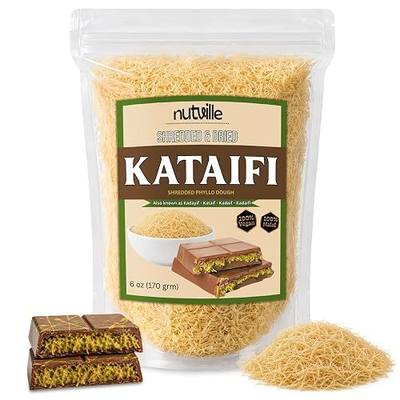 Nutville Premium Dried Kadayif - 6 oz Resealable Pouch of Shredded Kataifi Dough for Dubai Chocolate Bar - Crispy Knafeh & Kunafa Pastry for Baklava Desserts & Pistachio Fillingdayif dough