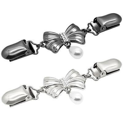 Frutain 2 Pcs Bow Waist Cincher Clips,Sweater Shawl Clips for women, Alloy Waist Buckle for Dresses,Shirts,Cardigans