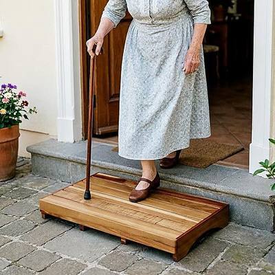 Acacia Wood Bed Step Stool for Adults Elderly Kids, Height 3.5 inches | Wooden Stepping Platform for Bedroom Bathroom Kitchen Porch Garden Outdoor, Weight Capacity 600lbs