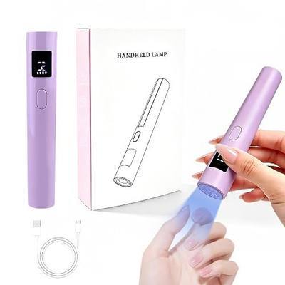 Handheld UV Light for Gel Nails,UV Nail Lamp 300mAh Battery,3W | Flash Cure Nail Light for Gel Nail Polish LED Single Finger Nail Light 20/60s Timer & LCD,Cordless, Mini & Portable, Purple