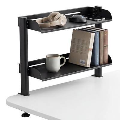 2-Tier Carbon Steel Clamp-on Desk Shelf, No Drill Desktop Storage Organizer for Gaming Accessories & Office Supplies, Perfect for Gaming Room, Home Office & Study Desk