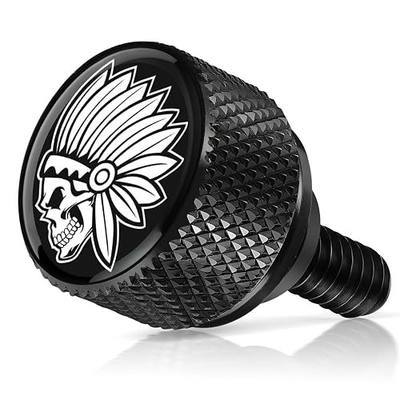 Amazicha Seat Bolt Fender Rear Seat Screw Skull Pattern Black 1/4"-20 Thread Compatible with 1997-2026 Harley Davidson Touring XG XL Dyna Softail Sportster CVO Fatbob