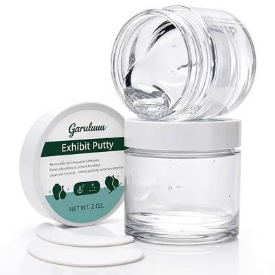 4 oz Exhibit Putty, Reusable Clear Museum Fixing Gel to Keep Collections in Place, Removable & No Residue Exhibit Wax Fixed Artifacts and Decorations to Prevent Vibration, Falling (2oz, Pack of 2)
