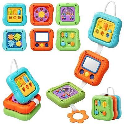 SOCBTNSO Montessori Busy Board 3-in-1 Compact Baby Travel Toys | Airplane Activities for Toddlers 1-3 with Lanyard | Toddler Travel Essential Car Toys for Babies Gifts