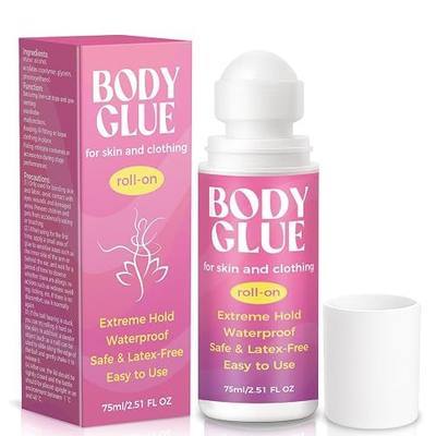 Bondtech Body Glue for Clothes & Skin, Boob Glue, Body Adhesive Roll on, Strong Fashion Glue, Sweat Resistant, Water Wash Off for Dancers, Socks, Leotards, Bras, Wigs, Costumes