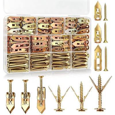 140Pcs Self Drilling Drywall Anchors and Screws Kit, No Drill Needed Heavy Duty Metal Wall Anchors for Drywall, 3 Sizes Expansion Anchors for Shelves, Picture Frames and Curtain Brackets