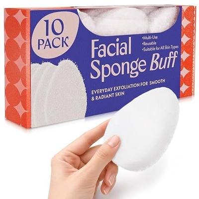Facial Sponge Buff for Exfoliating - 10-Pack Face Scrubber Pads, Gentle Daily Face Exfoliator for Dead Skin & Makeup Removal, Reusable Exfoliating Pads for All Skin Types, Spa-Quality at Home