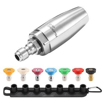 M MINGLE Turbo Nozzle Pressure Washer Set, 360° Rotating Stainless Steel Turbo Tip (3.0 Orifice)+7-Pack Spray Nozzles (2.5 Orifice), 3600 PSI, Heavy-Duty Stain Removal & Daily Washing