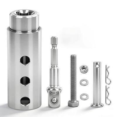 Trailer Jack Drill Adapter,Upgraded Stainless Steel, 1/2 Inch Socket Bit Compatible with 1 Inch Jack Drive Shaft, Heavy Duty for RV,Construction, Dump Trailers