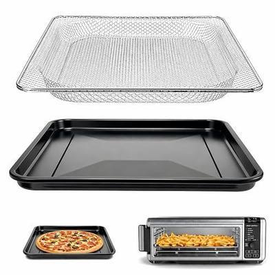 Replacement Air Fryer Basket and Baking Pan Set Suitable for Ninja Foodi SP101 SP100 SP102, Stainless Steel Mesh Crisper & Non-Stick Roasting Tray Accessories, Dishwasher Safe