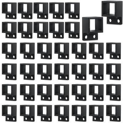 Zonon 40 Pcs 1" x 1 1/8" Black Aluminum Fence Brackets Standard Wall Mount for Rails Residential Black Flat Fence Brackets for Fencing Railing Mounting