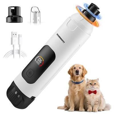 Dog Nail Grinder with New LCD Display,25dB Quiet 6-Speed Dog Nail Trimmer Avoid Anxiety,1.5H Fast Charge,2 LED Safe Lights,50% More Power - Painless Pets Nails Grinding - White