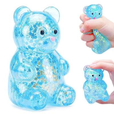 Blue Squishy Gummy Bear Vase Filler, Glitter Slow Rising Stress Ball | Animals Decorative Vase Filler Squishy Stress Ball for Home Vases, Mason Jars, Centerpieces, Stress Relief, Birthday Gifts