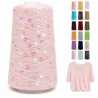 1100Yards Sequin Cotton Yarn for Crocheting Knitting, Sparkle Crochet Thread – 100% Cotton 5-Ply with 3mm 6mm Sequins,Paillettes Yarn for Scarves, Shawls, Sweater DIY Crafting
