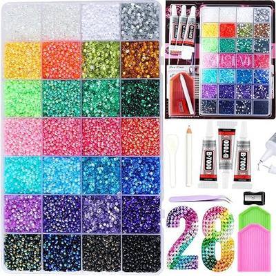 Bedazzler Kit With Rhinestones Set 28color Bedazzling Kit Glue Bedazzle Gem | Nail Art Resin Diamond Jelly Beads Charms Jewelry Nails DIY Tools Making Flatback 3mm Crafts Craft Tool