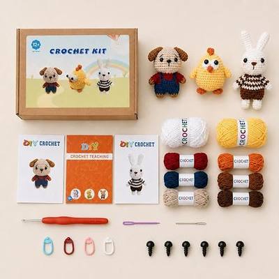 Xanlon Crochet Kit for Beginners - 3pcs Animals Knitting Kit Beginner Crochet Starter Kit for Adults Women Men - Easy to Learn with Step-by-Step Video Tutorials DIY Birthday Gifts for Crocheting Lover