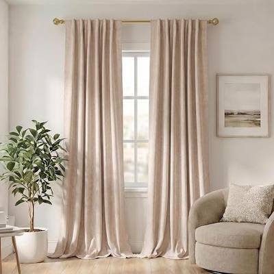 Linen Textured Blackout Curtains 52"x96" Inches Long,2 Panels | Back Tab Rod Pocket Hooks Pleated,Thermal Insulated Room Darkening Drapes for bedroom/Living Room