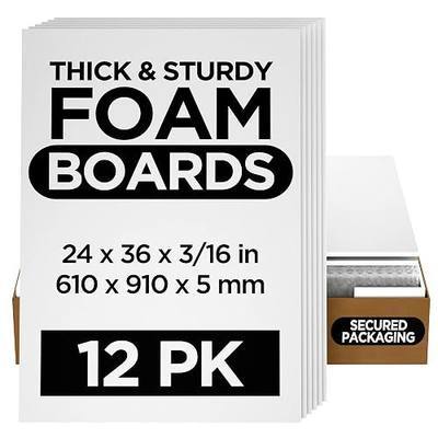 White Foam Board 24”x36”x0.20” (5mm) Thick Foam Core Board Large Foam Poster Board for Painting Displaying and Craft Projects (12 Pack)