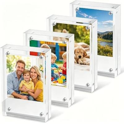 4 Pack Magnet Acrylic Polaroid Picture Frame,2.5"×3.5",10+10mm Thickness | Double Sided Magnet Frames,for Instant Photos, Wallet Size Magnetic Instax Frame, Fits 2.5x3.5 Inch & 2x3 Inch Photos
