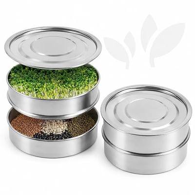 Stainless Steel Sprouting Tray 7,9'' - Round 2-Tier Seed Gardening Planter for Microgreens Broccoli Sprouts Growing Kit Microgreens Tray Germination