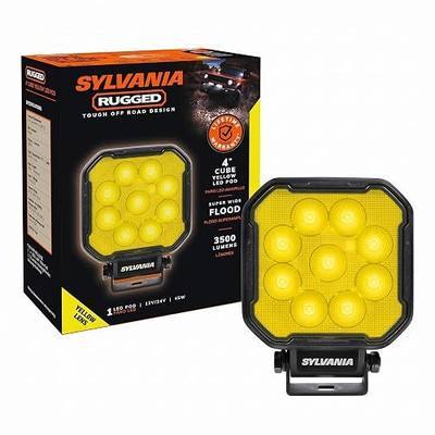 SYLVANIA - Rugged 4 Inch Cube LED Light Pod - Lifetime Limited Warranty - Yellow Flood Light 3500 Raw Lumens, Off Road Driving Work Light, Truck, Car, Boat, ATV, UTV, SUV, 4x4 (1 PC)