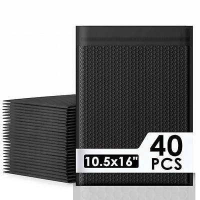 packbabol Bubble Mailers 10.5x16" 40 Pack Black Padded Envelopes Waterproof Usable Size 10.5x15 Self-Seal Padded Mailing Envelopes Bubble Opaque Padded Mailer for Small Businesses, Envelope Mailers#5