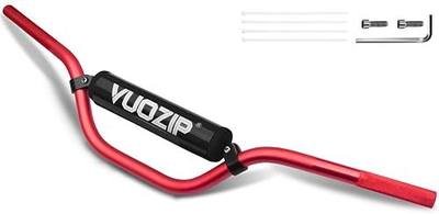 7/8" 22mm Mid-Rise Dirt Bike Handlebars with Foam Pad & Crossbar Clamps - 6061-T6 Aluminum, Universal Fit for CRF YZF KXF KLX RMZ DRZ Pit ATV Quad Talaria Segway E-Bike (Red, Mid Rise Handlebar)