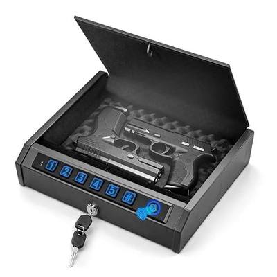 Voncabay Gun Safe for Handgun, Biometric Pistol Safe with Fingerprint Keypad, Quick Access Lock Box with LED Light, Steel Security Cable, Portable Car and Nightstand Storage