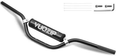 7/8" 22mm Mid-Rise Dirt Bike Handlebars with Foam Pad & Crossbar Clamps - 6061-T6 Aluminum, Universal Fit for CRF YZF KXF KLX RMZ DRZ Pit ATV Quad Talaria Segway E-Bike (Black, Mid Rise Handlebar)