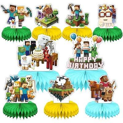 9 PCS Pixel Birthday Party Decorations for Kids, Happy Birthday Honeycomb Centerpieces for Table, Birthday Party Decorations Decor Supplies for Boys Girls