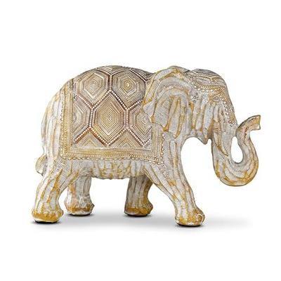 Elephant Statue, Boho Figurine for Shelf Decor, Good Luck Gift | 6.3-Inch Elephant Shelf Decoration, Africa Animal Resin Sculpture for Home Decor, Housewarming Gift for Women