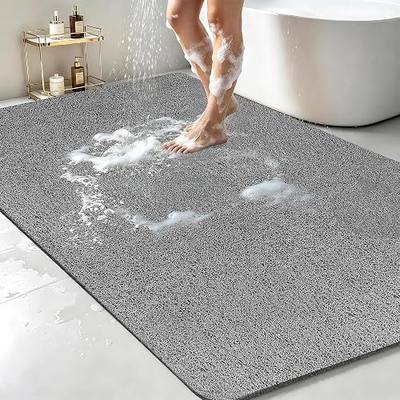 58x44 Extra Large Shower Mat, Non Slip Shower Mats for Inside Shower, Bathtub Mat Non Slip, Soft PVC Loofah Anti Slip Shower Stall Mat for Bathroom & Wet Area, Quick Drying, Grey