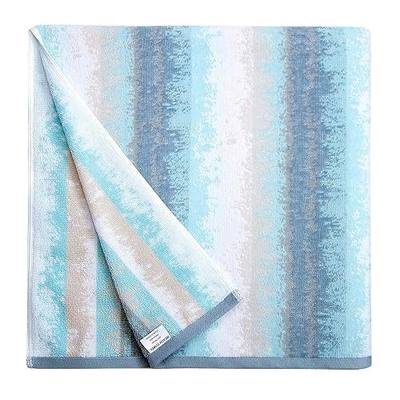 Cotton Oversized Beach Towel -35"x70" Striped Terry Pool Towel, Soft Absorbent Swim Towel for Adults (Gray)