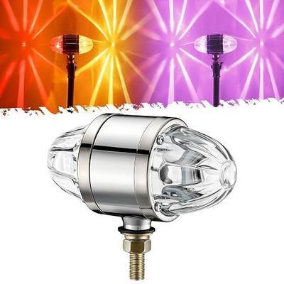 Partsam 1x Glass Watermelon LED Light Dual Revolution Double-Face Amber Red Light-Purple Turn Signal Marker Auxiliary Lamp, Zinc Alloy Housing Clear Lens Post Mount for Trucks Trailers, 10-30V