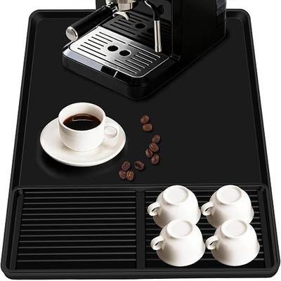 Silicone Coffee Mat, 24''x16'' Coffee Bar Mat with Detachable Dish Drying Mat, Bar Mats for Countertop, Kitchen Espresso Machine Mat, Non-Slip Coffee Maker Pad, Heat Resistant Countertop Protector