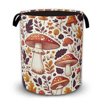 Mushroom Laundry Basket, Foldable Laundry Hamper with Handles, Large Capacity Waterproof Clothes Storage Basket for Bedroom Bathroom College Dorm