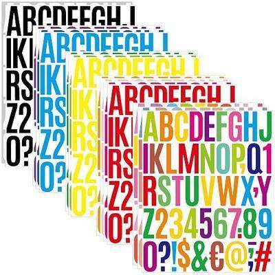 15 Sheets 750 PCS Letter Stickers 2 Inch Alphabet Stickers Vinyl Self-Adhesive Number Letter Sticker for Mailbox Water Bottles Scrapbooking DIY Crafts Sign Classroom Poster Board Decor(Multicolored)