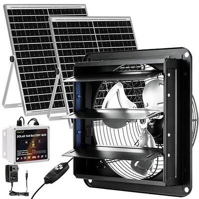 Magicfly 10" Solar Fan with 24000mAh Battery for Chicken Coop, Greenhouse | Dual 30W Solar Panels, Wall Mounted Shutter Exhaust Fan, Solar Powered Exhaust Fan with Timer for Shed, Attic, Garage