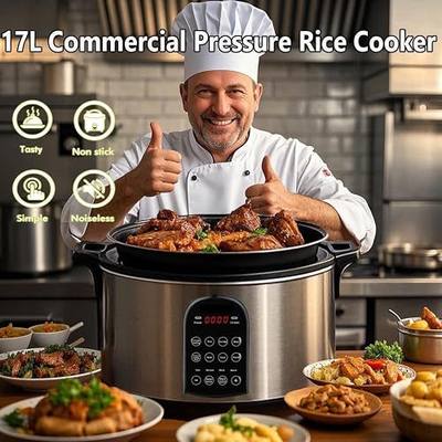 17.8QT Commercial Electric Pressure Cooker, 8-in-1 cooking Stainless Steel | 24H Preset Rice Cooker, 360° Heating Slow Cooker for 70-80 People, Taste Control, 70% faster Food Warmer, Nonstick Inner Pot