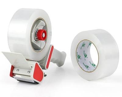 BOMEI PACK Heavy Duty Packing Tape 2 Rolls, 1.88 inch x 110 Yards Clear Packing Tape with Dispenser Packaging Tape for Shipping Moving Strong Sealing Adhesive Industrial Depot Tapes for Storage