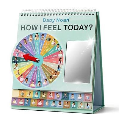Feelings and Emotions Flipbook with Mirror & Wheel (Real Face Photos) - 22 Moods, 132 Coping Strategies & Scenario Game, ADHD Autism Therapy Tools, SEL Tool for Home Preschool Calming Corner