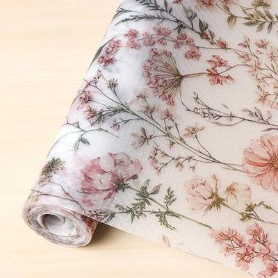 Colorful Floral Non-Adhesive Shelf Fridge Liner, Waterproof EVA | Drawer Mat for Kitchen,Cabinets Drawer Shelf Liners for Kitchen Wire, Waterproof Cabinet Liner,Easy to Clean,12IN x 10FT