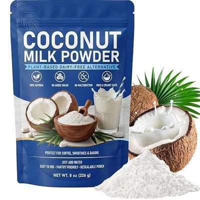 8oz Coconut Milk Powder - 100% Natural Dairy Free Creamer Alternative, Unsweetened, Vegan & No Maltodextrin, Plant Based Coconut Powder for Coffee, Smoothies & Baking (226g)