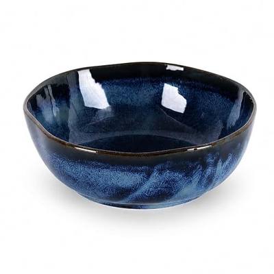 Blue Ceramic Bowl, 9.5in Large Fruit Decorative Bowl for Coffee Table Decor