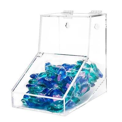 Laundry Pods Container Large 8.6 Inch, with 2 Lids Wall/Table Storage, 1pcs | Large clear acrylic storage, holds laundry pods, powder, drying balls, candy, laundry room, kitchen and office organization
